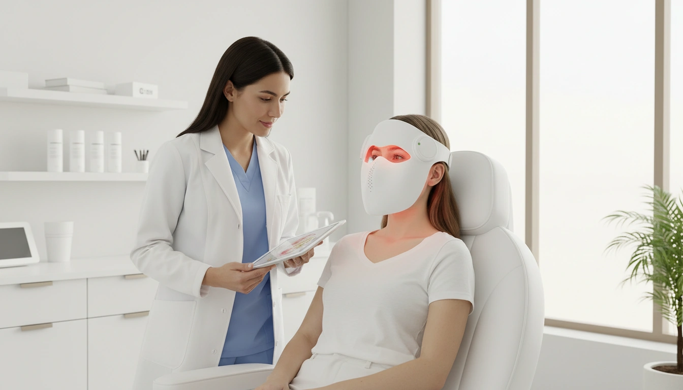 woman led face mask therapy