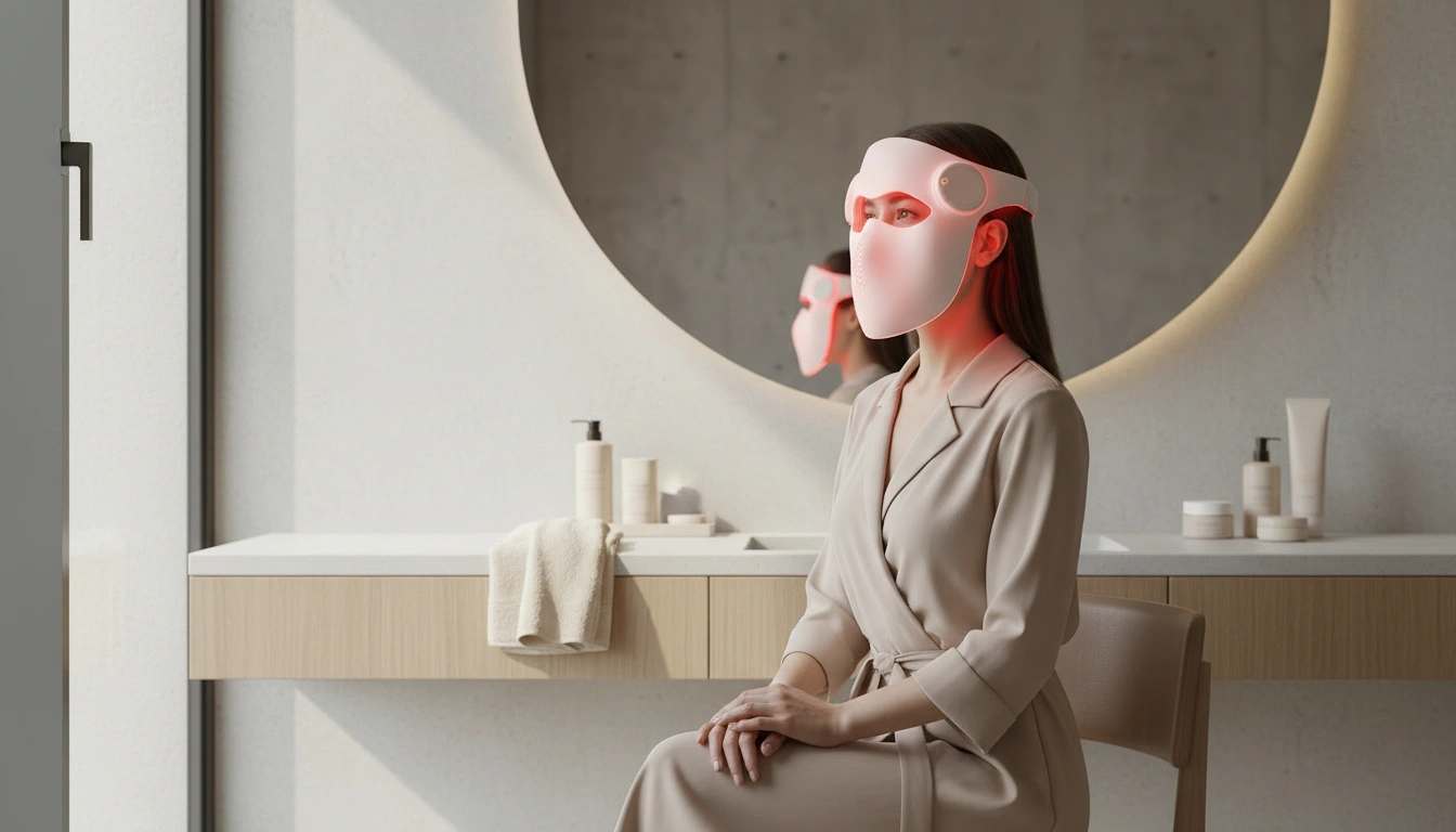 woman wearing premium led face mask